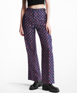 Donna Louis Vuitton Pantaloni | Pantaloni Ampi Con Motivo Monogram Tricolore