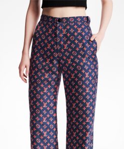 Donna Louis Vuitton Pantaloni | Pantaloni Ampi Con Motivo Monogram Tricolore