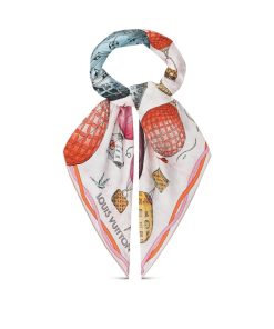 Donna Louis Vuitton Foulard In Seta E Bandeaux | Foulard Up And Away 90 Rose Clair