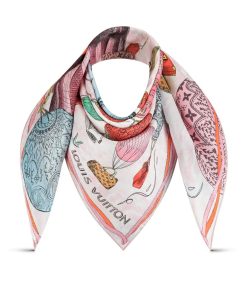 Donna Louis Vuitton Foulard In Seta E Bandeaux | Foulard Up And Away 90 Rose Clair