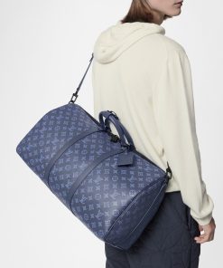 Uomo Louis Vuitton Borse Da Viaggio | Keepall Bandouliere 50 Blu Marine