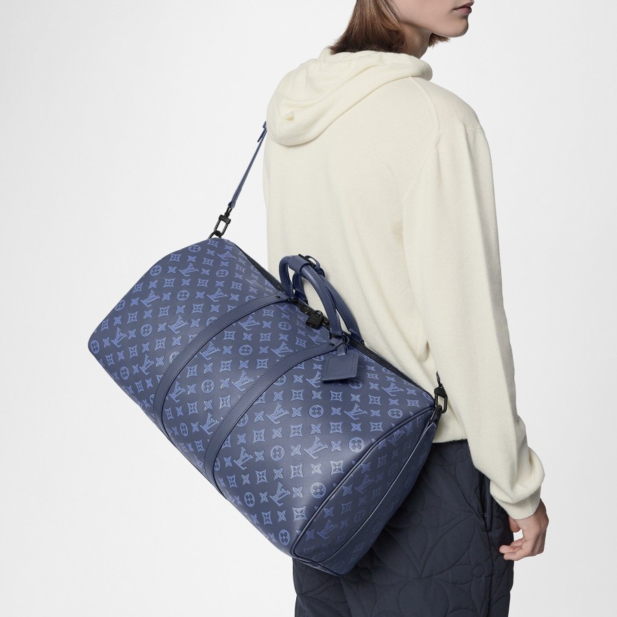 Uomo Louis Vuitton Borse Da Viaggio | Keepall Bandouliere 50 Blu Marine