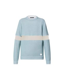 Donna Louis Vuitton Maglieria | Pullover In Maglia Con Inserto In Tulle Bleu Glacier