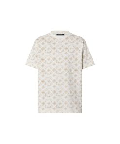 Uomo Louis Vuitton T-Shirt E Polo | T-Shirt In Cotone Con Motivo Monogram Sand Beige