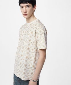 Uomo Louis Vuitton T-Shirt E Polo | T-Shirt In Cotone Con Motivo Monogram Sand Beige