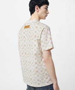 Uomo Louis Vuitton T-Shirt E Polo | T-Shirt In Cotone Con Motivo Monogram Sand Beige