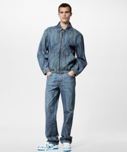 Uomo Louis Vuitton Capispalla E Cappotti | Lv X Yk Giubbotto In Jeans Con Motivo Pumpkin All-Over