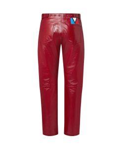 Donna Louis Vuitton Pantaloni | Pantaloni In Pelle Con Spacchi Grenat Fonce