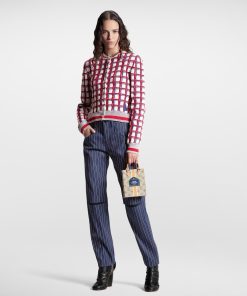 Donna Louis Vuitton Maglieria | Cardigan Con Motivo A Quadri 3D In Jacquard