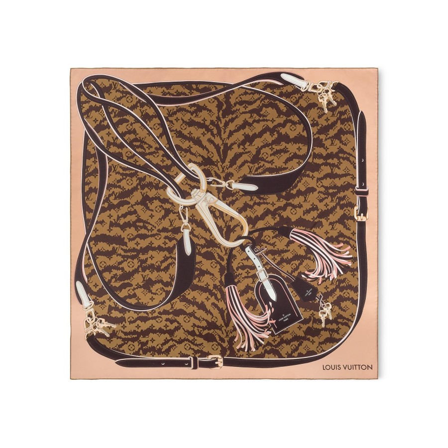 Donna Louis Vuitton Foulard In Seta E Bandeaux | Foulard Tigergram 90 Marrone