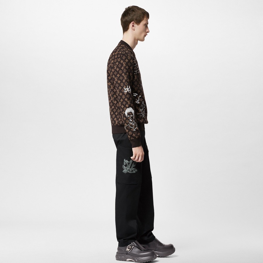 Uomo Louis Vuitton Pantaloni | Pantaloni Cargo In Cotone Tecnico Ricamato