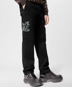 Uomo Louis Vuitton Pantaloni | Pantaloni Cargo In Cotone Tecnico Ricamato