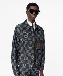 Uomo Louis Vuitton Capispalla E Cappotti | Giacca In Denim Con Motivo Damier Distorted