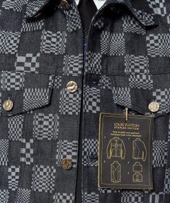 Uomo Louis Vuitton Capispalla E Cappotti | Giacca In Denim Con Motivo Damier Distorted