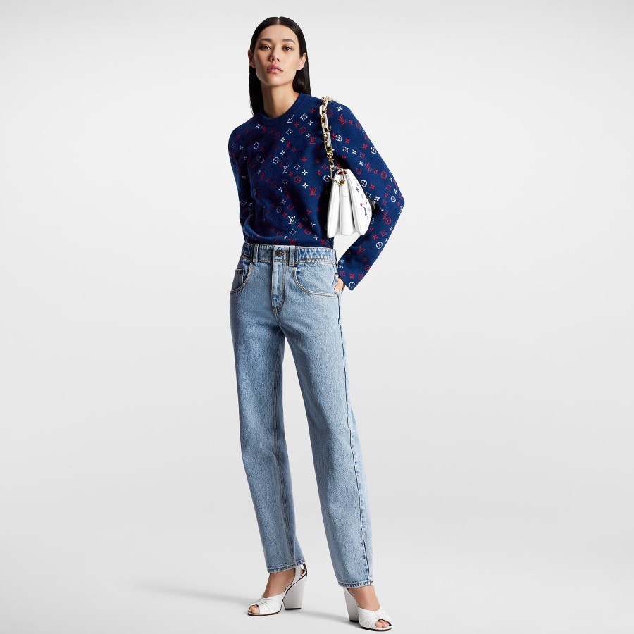 Donna Louis Vuitton Pantaloni | Jeans In Denim Sbiancato