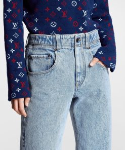 Donna Louis Vuitton Pantaloni | Jeans In Denim Sbiancato