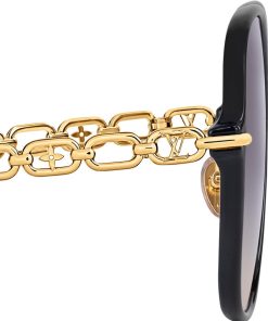 Donna Louis Vuitton Occhiali Da Sole | Occhiali Da Sole My Lv Chain Two Square Black