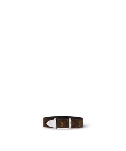 Uomo Louis Vuitton Bracciali | Bracciale In Pelle Reversibile Lv Trunk Marrone