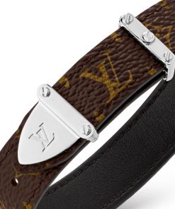 Uomo Louis Vuitton Bracciali | Bracciale In Pelle Reversibile Lv Trunk Marrone