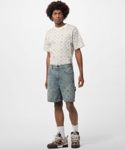 Uomo Louis Vuitton Pantaloni | Shorts In Denim In Stile Workwear