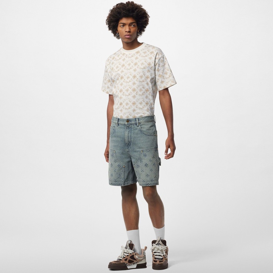 Uomo Louis Vuitton Pantaloni | Shorts In Denim In Stile Workwear