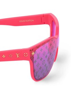 Donna Louis Vuitton Occhiali Da Sole | Occhiali Da Sole Lv Shadow Square Rosa