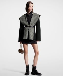 Donna Louis Vuitton Cappotti E Giacche | Cappotto A Vestaglia Doppiopetto Con Motivo Monogram 3D Metal Noir