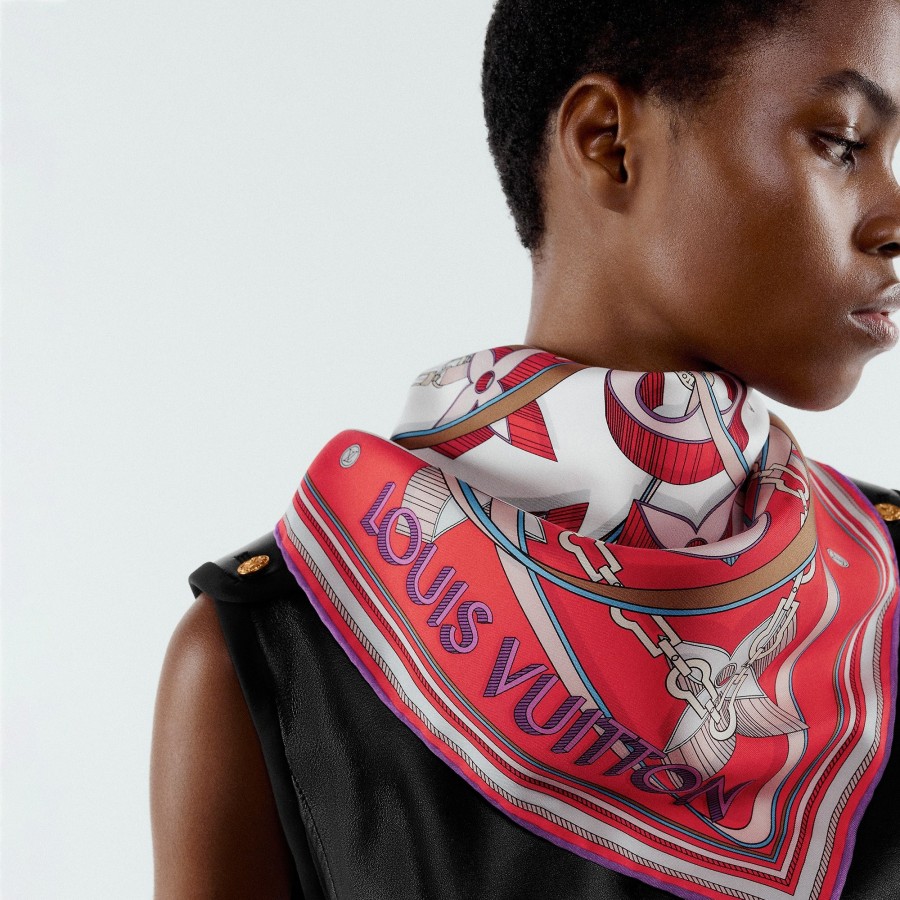 Donna Louis Vuitton Foulard In Seta E Bandeaux | Foulard Ultimate 3D 90 Poppy