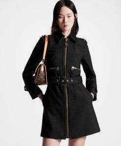 Donna Louis Vuitton Cappotti E Giacche | Cappotto In Tessuto Natte Di Lana Con Cintura