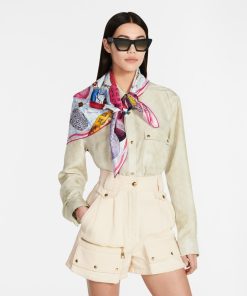 Donna Louis Vuitton Foulard In Seta E Bandeaux | Foulard Up And Away 90 Blu