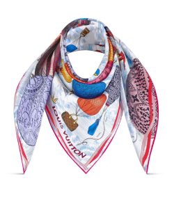 Donna Louis Vuitton Foulard In Seta E Bandeaux | Foulard Up And Away 90 Blu