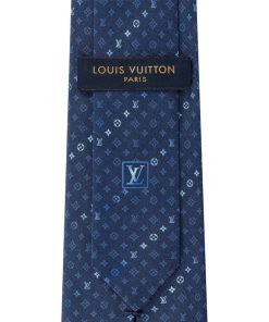 Uomo Louis Vuitton Cravatte E Fazzoletti Da Taschino | Cravatta Gradient Monogram Bands Blu Marine