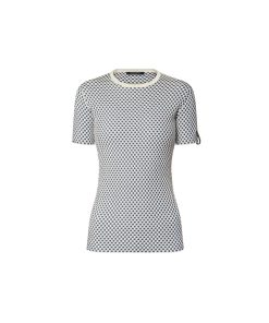 Donna Louis Vuitton Camicie E T-Shirt | Top In Maglia Con Micromotivo A Scacchiera Blanc Lait