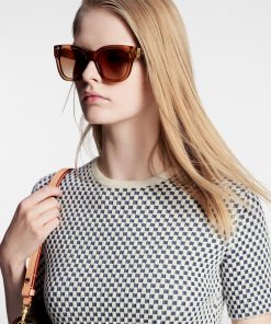 Donna Louis Vuitton Camicie E T-Shirt | Top In Maglia Con Micromotivo A Scacchiera Blanc Lait