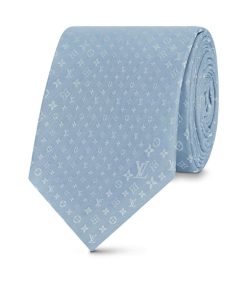 Uomo Louis Vuitton Cravatte E Fazzoletti Da Taschino | Cravatta Mixed Monogram Blu Chiaro