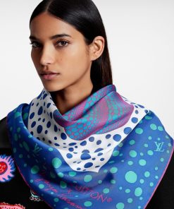 Donna Louis Vuitton Foulard In Seta E Bandeaux | Lv X Yk Foulard Pumpkin 90 Blu Tie-Dye