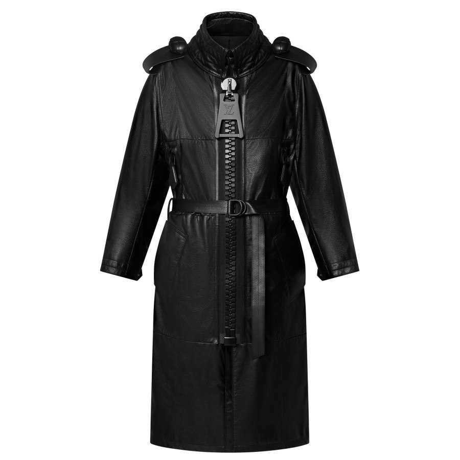 Donna Louis Vuitton Cappotti E Giacche | Cappotto In Pelle Con Zip Oversize