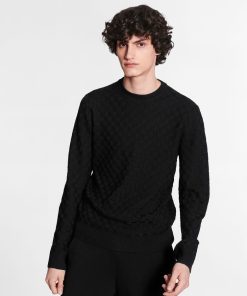 Uomo Louis Vuitton Maglieria E Felpe | Maglia Girocollo Con Motivo Damier Noir