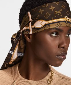 Donna Louis Vuitton Foulard In Seta E Bandeaux | Bandeau Monogram Confidential Marrone