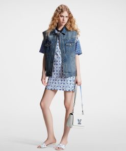 Donna Louis Vuitton Denim | Giacca Smanicata In Jeans Stone-Washed