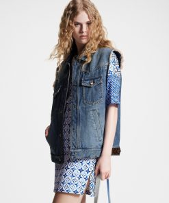 Donna Louis Vuitton Denim | Giacca Smanicata In Jeans Stone-Washed