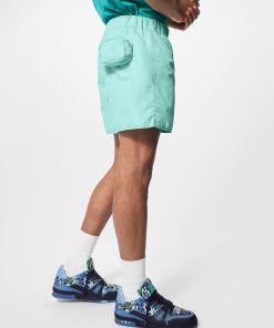 Uomo Louis Vuitton Costumi | Shorts Da Surf Con Motivo Monogram E Tasca 3D Lvse Vert D'Eau