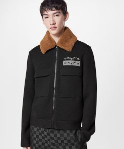 Uomo Louis Vuitton Capispalla E Cappotti | Giubbotto In Maglia Con Collo In Shearling