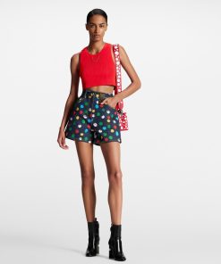 Donna Louis Vuitton Gonne E Shorts | Lv X Yk Shorts In Denim Con Motivo Painted Dots