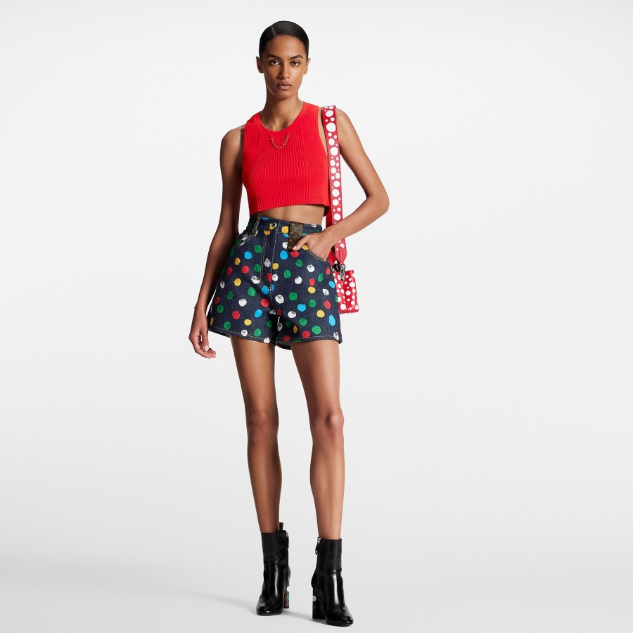 Donna Louis Vuitton Gonne E Shorts | Lv X Yk Shorts In Denim Con Motivo Painted Dots