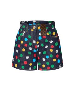 Donna Louis Vuitton Gonne E Shorts | Lv X Yk Shorts In Denim Con Motivo Painted Dots