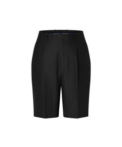 Uomo Louis Vuitton Pantaloni | Shorts Con Taglio Sartoriale In Misto Seta Con Motivo Mini Monogram