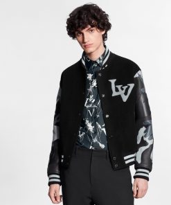 Uomo Louis Vuitton Capispalla E Cappotti | Giacca Varsity Mimetica Con Stampa Chains