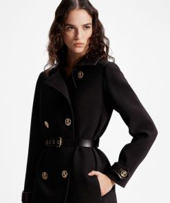 Donna Louis Vuitton Cappotti E Giacche | Cappotto Con Dettagli In Pelle E Bottoni Rifiniti Da Ancora