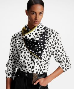 Donna Louis Vuitton Foulard In Seta E Bandeaux | Lv X Yk Foulard Infinity Dots 90 Nero/Giallo